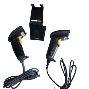 WoneNice USB Laser Barcode Scanner Set Of 2 Wired Handheld Reader Black Stand